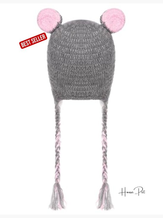 Woolen Fleece Lined Knitted Animal Ear Flap Beanie Hat for Winter